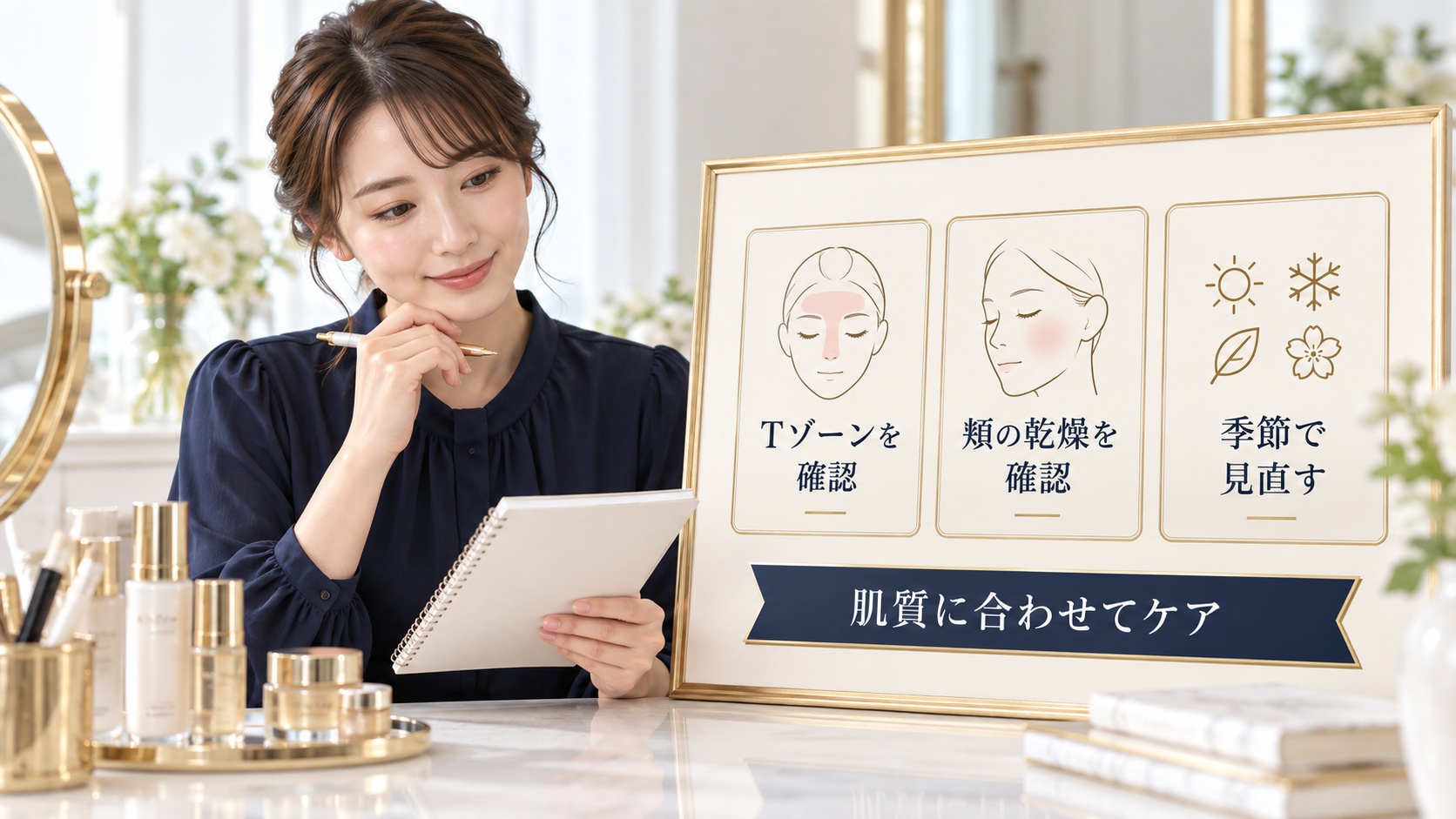 乾燥肌と脂性肌の違いを示すアイキャッチ