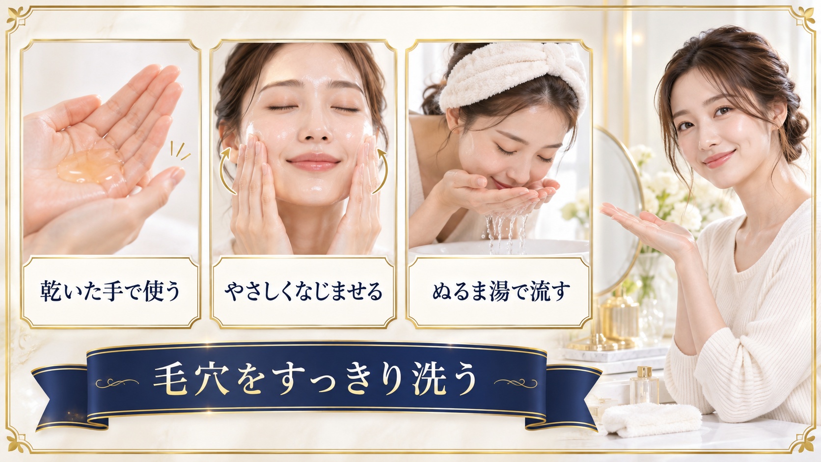 シュシュモアホットクレンジングジェルの使い方を示すアイキャッチ