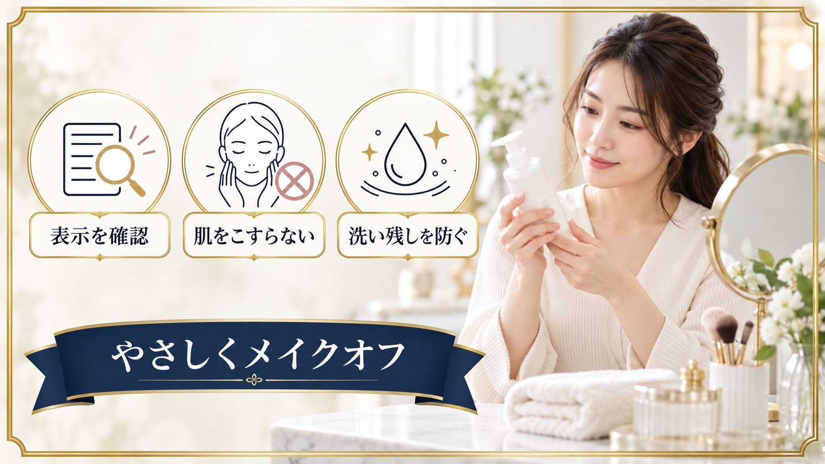界面活性剤不使用クレンジングの手順を示すアイキャッチ