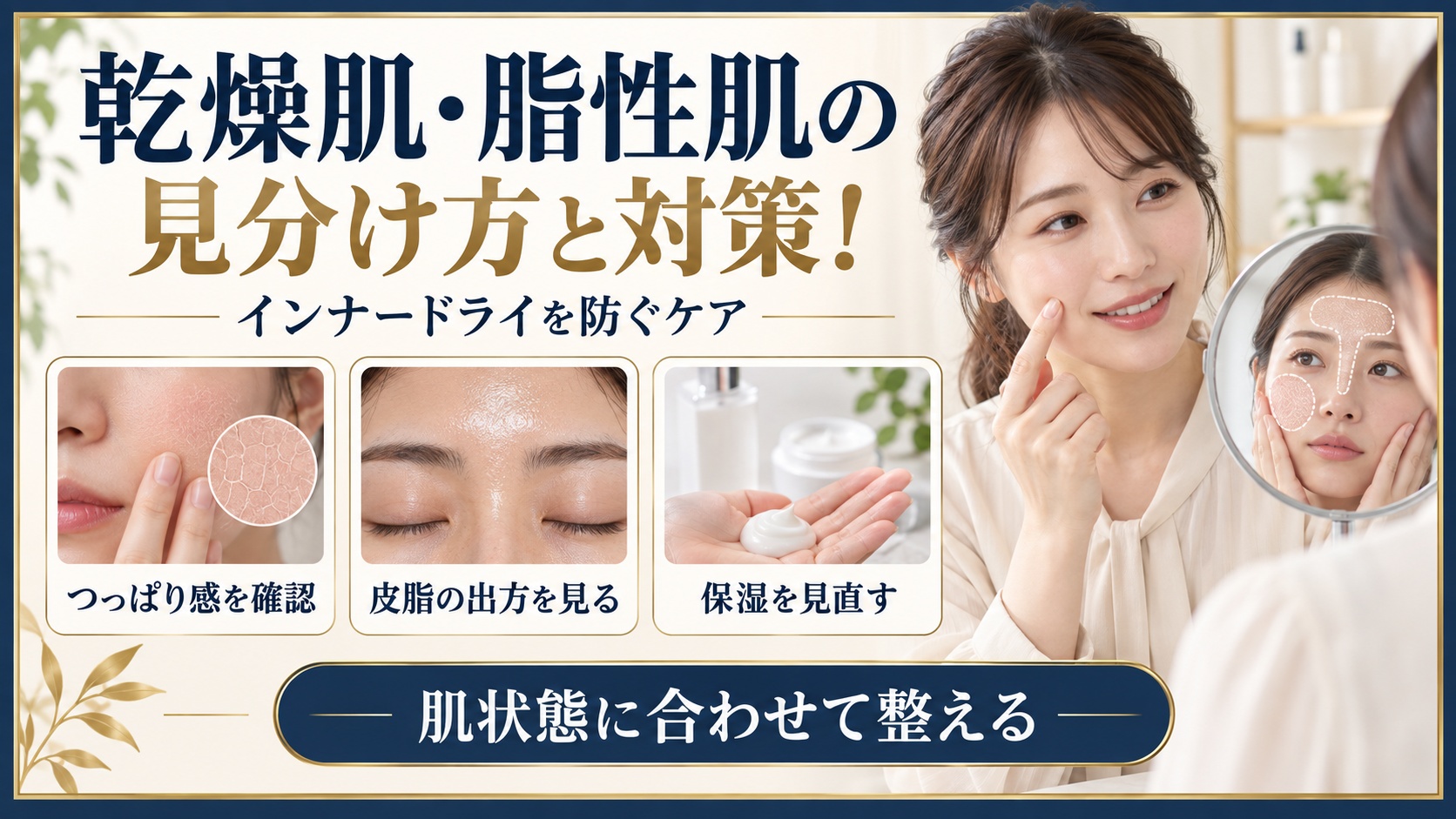 乾燥肌と脂性肌の状態を観察し保湿を見直す美容ボード
