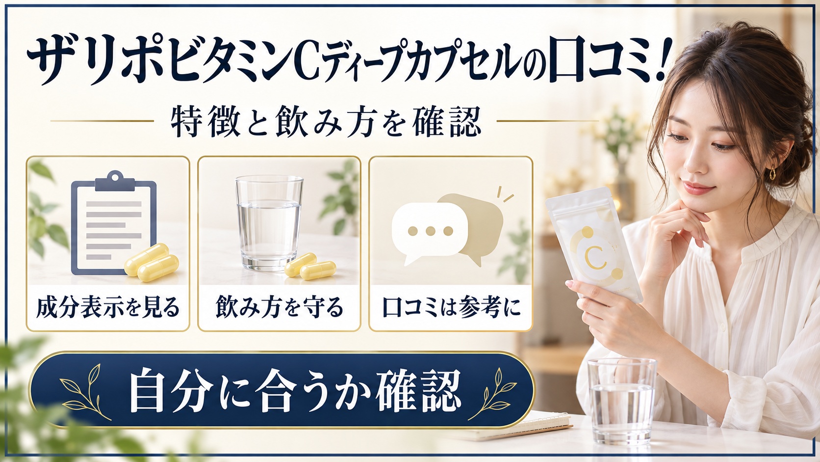 ビタミンCカプセルの成分表示と飲み方を確認する美容ボード