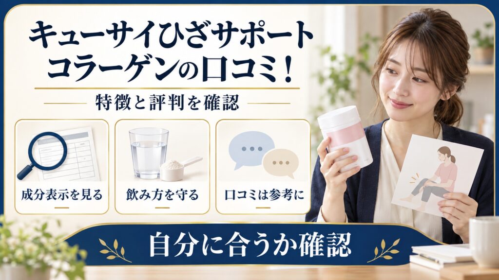 ひざサポートコラーゲンの成分表示と飲み方を確認する美容ボード