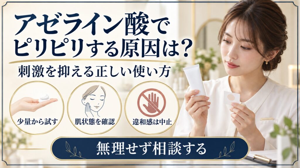 アゼライン酸を少量から試し肌状態を確認する美容ボード