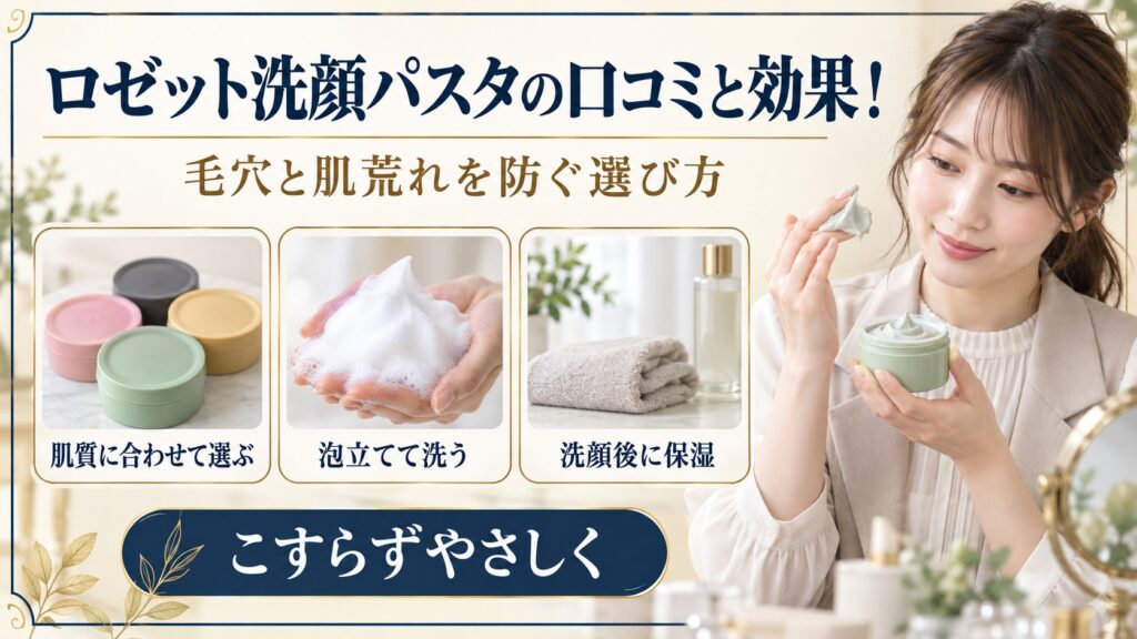 ロゼット洗顔パスタを肌質に合わせ泡立てて洗う美容ボード