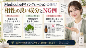 Medicubeドライングローションの併用！相性の良い成分とNG例 アイキャッチ