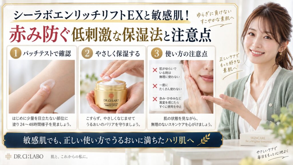 シーラボエンリッチリフトEXと敏感肌！赤み防ぐ低刺激な保湿法と注意点