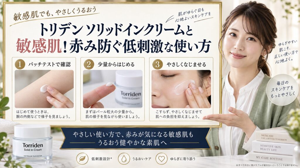 トリデンソリッドインクリームと敏感肌！赤み防ぐ低刺激な使い方 アイキャッチ