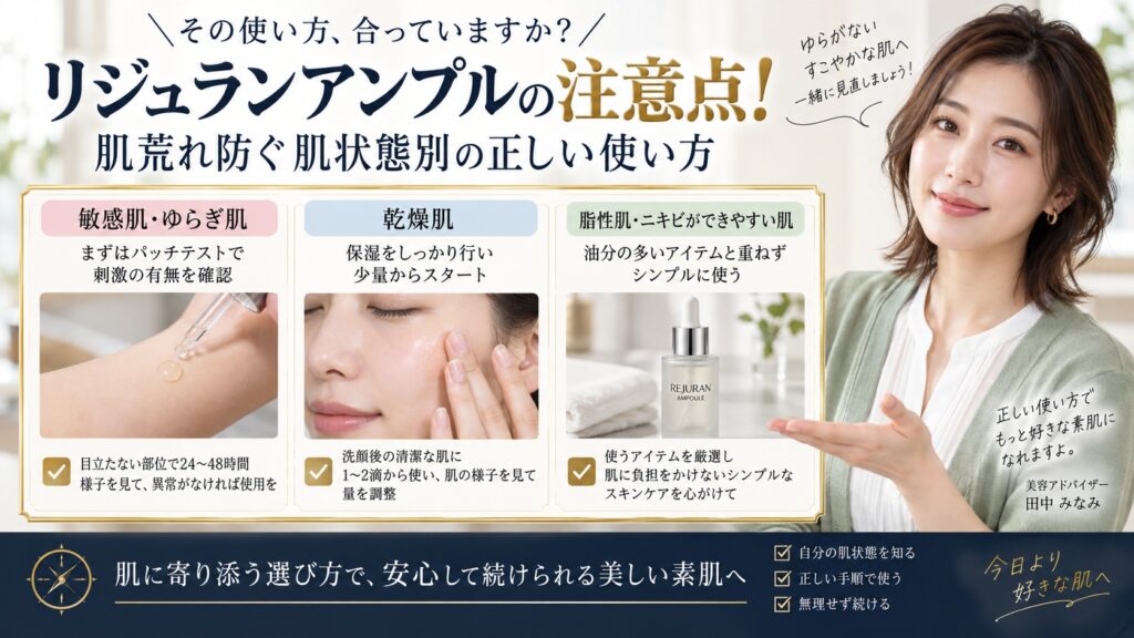 リジュランアンプルの注意点！肌荒れ防ぐ肌状態別の正しい使い方 アイキャッチ