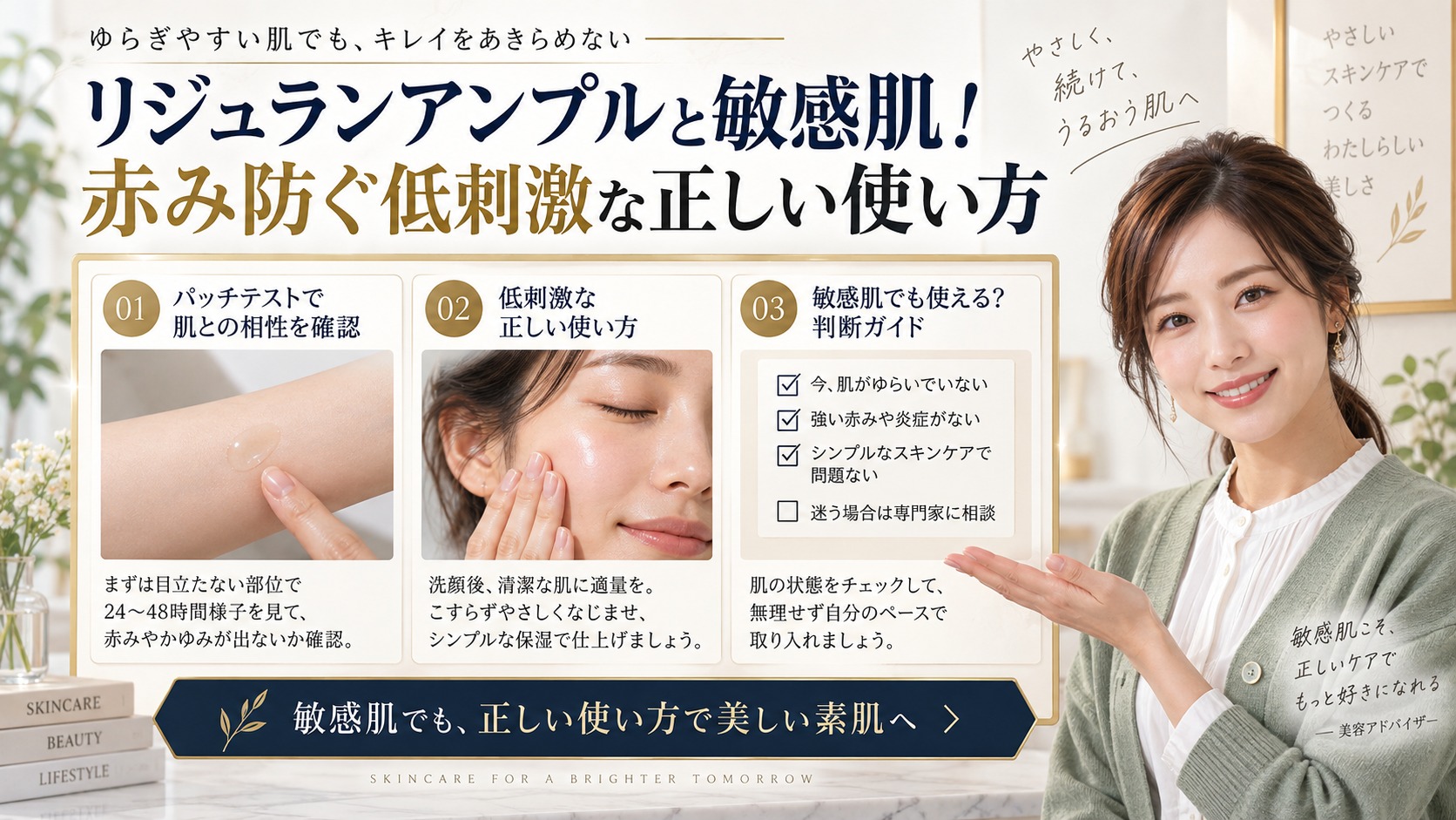 リジュランアンプルと敏感肌！赤み防ぐ低刺激な正しい使い方 アイキャッチ