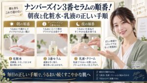 ナンバーズイン3番セラムの順番！朝夜と化粧水・乳液の正しい手順 アイキャッチ