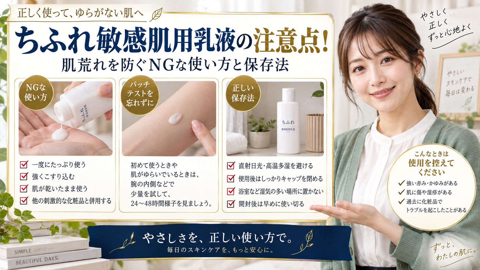 ちふれ敏感肌用乳液の注意点！肌荒れを防ぐNGな使い方と保存法 アイキャッチ