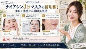 MEDIHEALナイアシン3分マスクの併用術！重ねて実感する透明美肌法 アイキャッチ