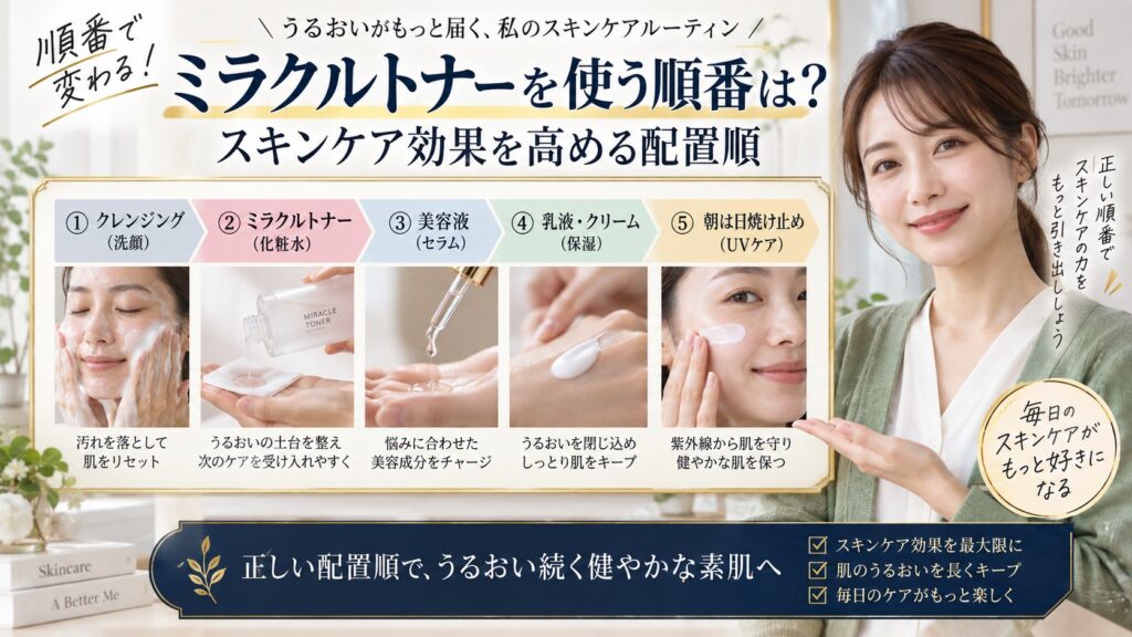 ミラクルトナーを使う順番は？スキンケア効果を高める配置順 アイキャッチ