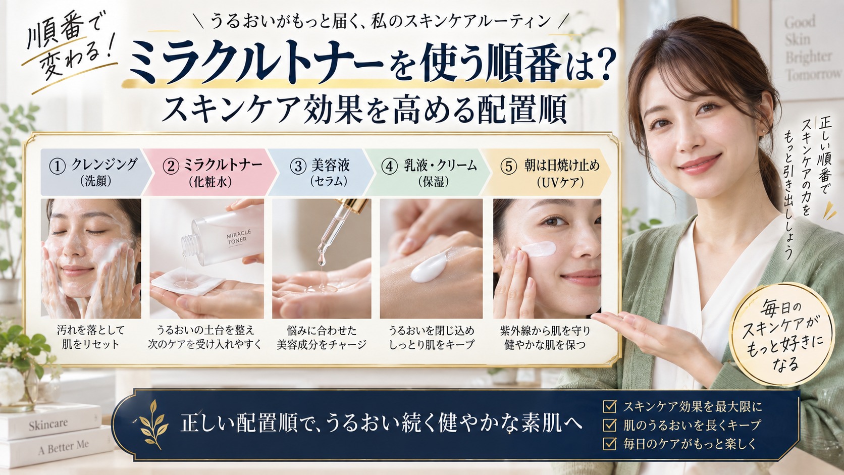 ミラクルトナーを使う順番は？スキンケア効果を高める配置順 アイキャッチ