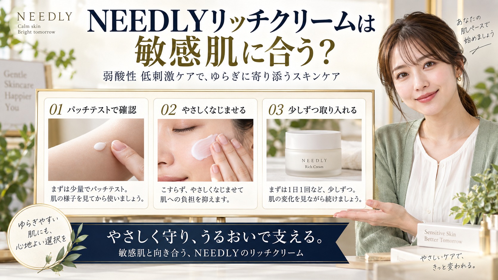 NEEDLYリッチクリームは敏感肌に合う？弱酸性低刺激ケア アイキャッチ