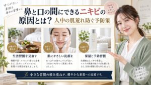 鼻と口の間にできるニキビの原因とは？人中の肌荒れ防ぐ予防策 アイキャッチ
