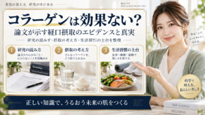 コラーゲンは効果ない？論文が示す経口摂取のエビデンスと真実 アイキャッチ
