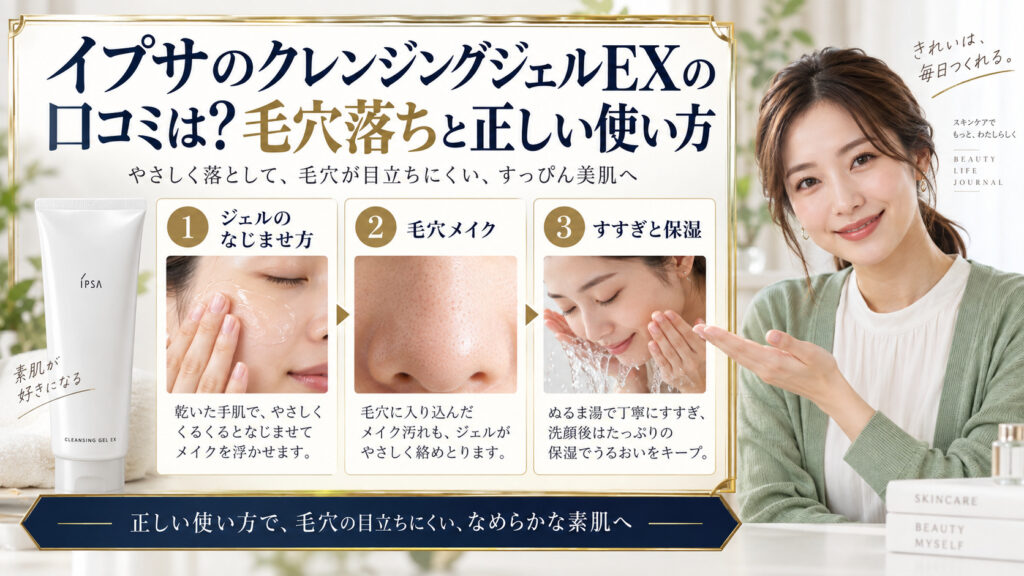 イプサのクレンジングジェルEXの口コミは？毛穴落ちと正しい使い方 アイキャッチ