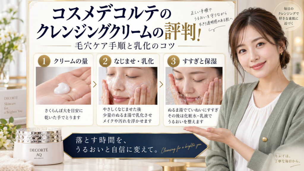 コスメデコルテのクレンジングクリームの評判！毛穴ケア手順と乳化のコツ アイキャッチ