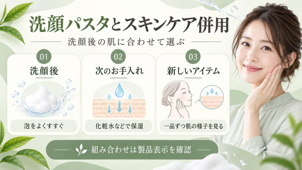洗顔パスタとスキンケア併用