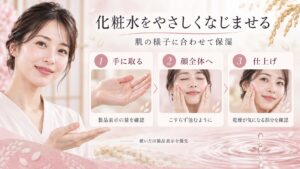 化粧水をやさしくなじませる