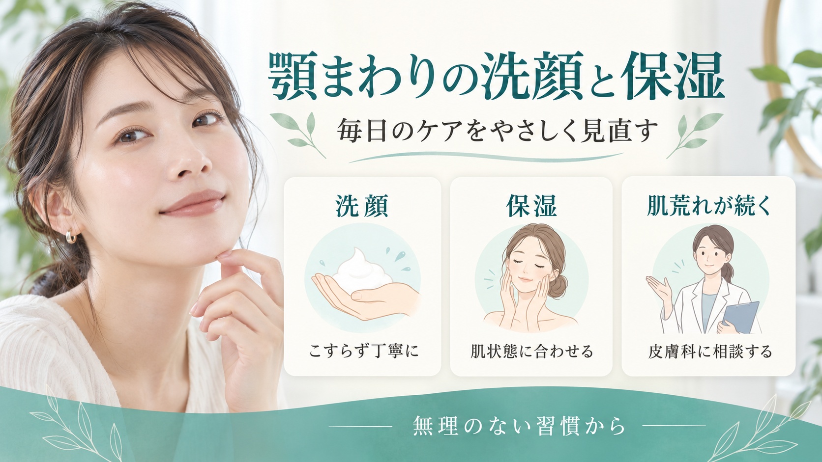 顎まわりの洗顔と保湿