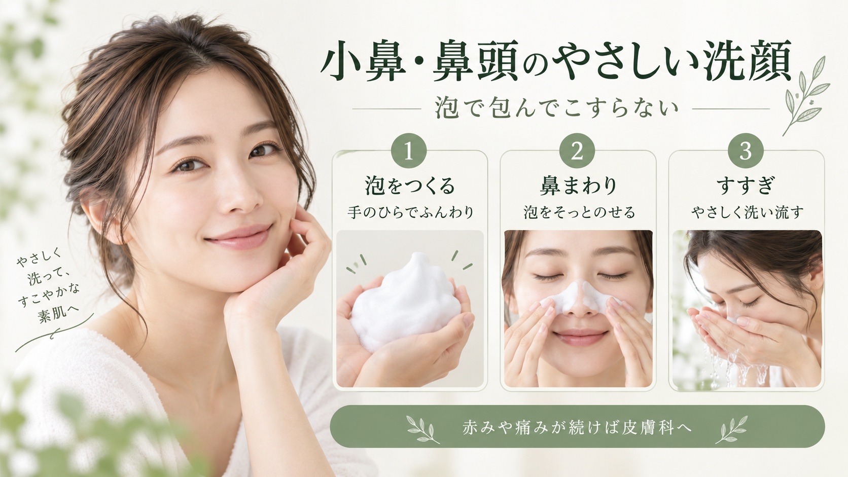 小鼻・鼻頭のやさしい洗顔