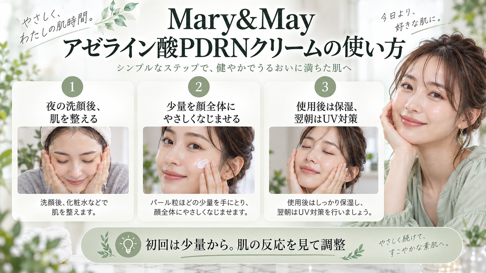 Mary&Mayアゼライン酸PDRN使い方｜毛穴引き締め手順の記事内容をまとめたアイキャッチ
