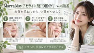 Mary&Mayアゼライン酸PDRN順番｜浸透を引き出す塗布手順の記事内容をまとめたアイキャッチ