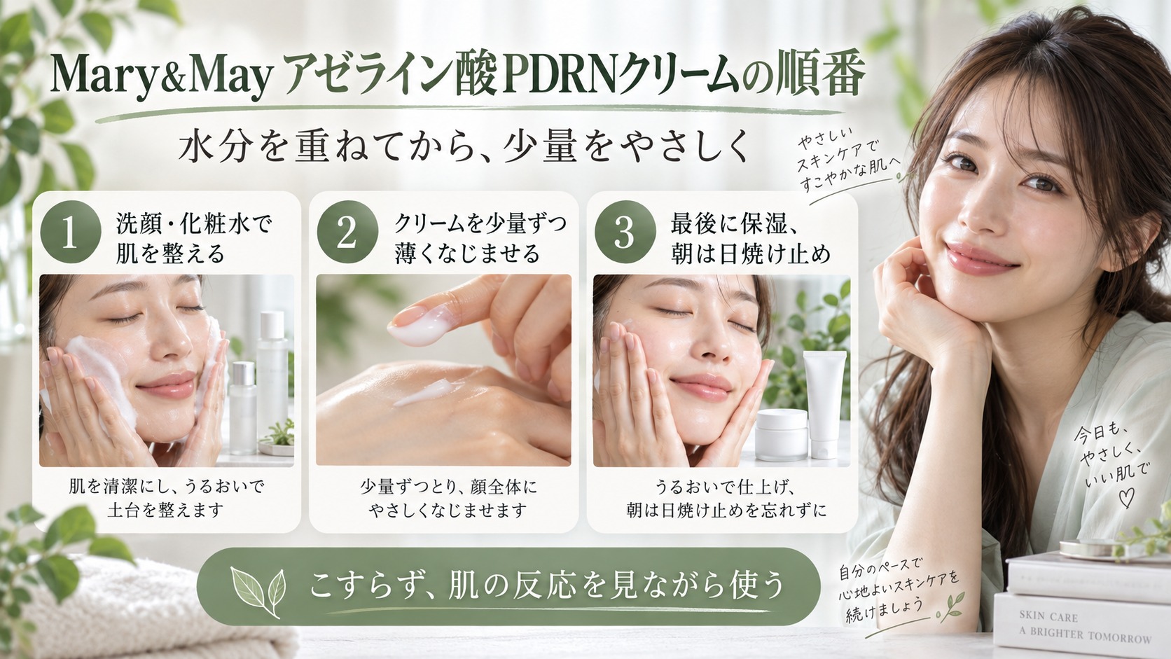 Mary&Mayアゼライン酸PDRN順番｜浸透を引き出す塗布手順の記事内容をまとめたアイキャッチ