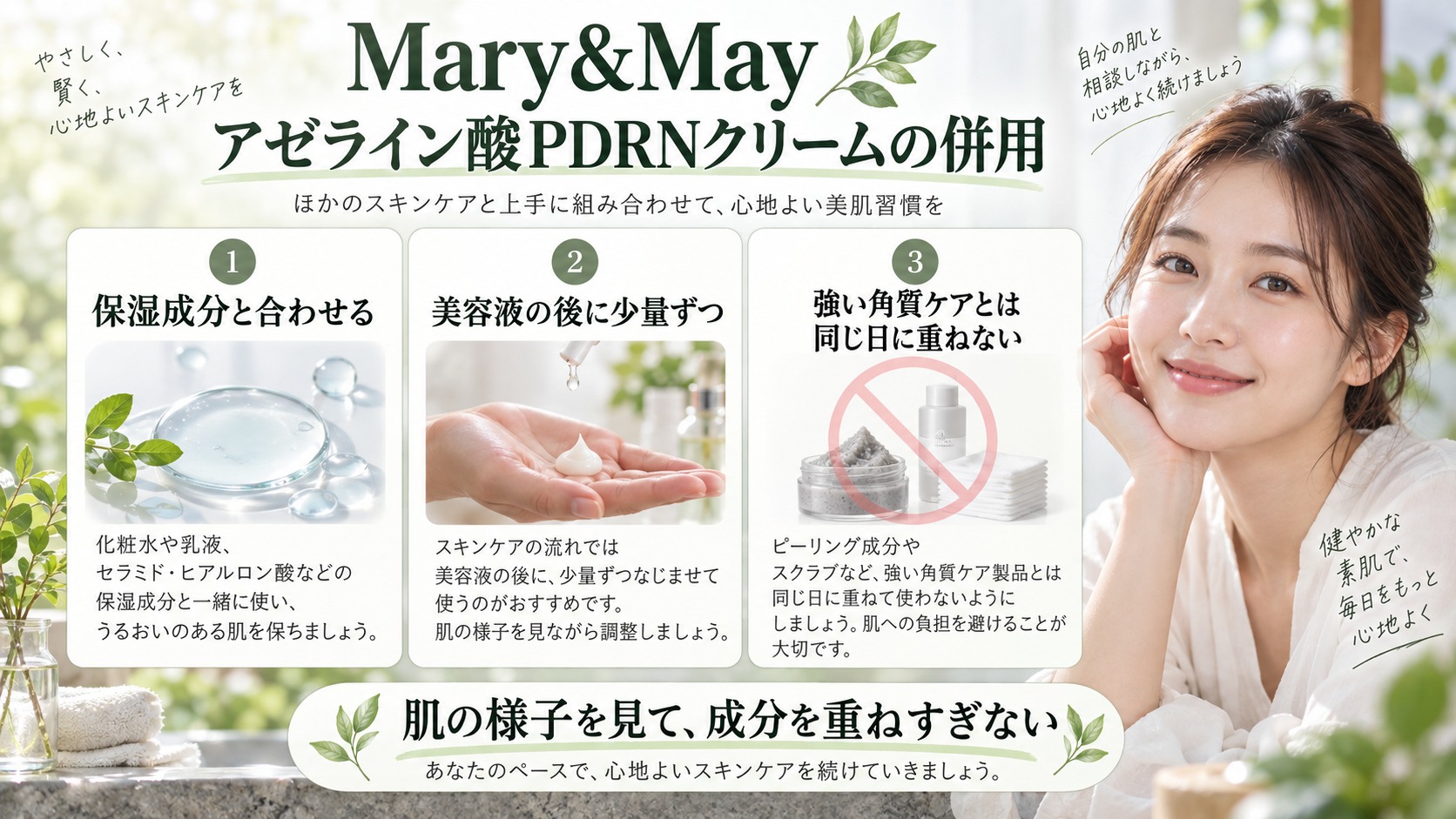 Mary&Mayアゼライン酸PDRN併用|相性見極めと最適ペアの記事内容をまとめたアイキャッチ