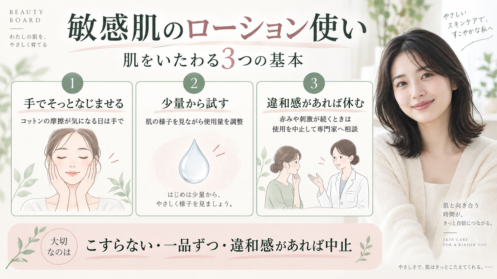 RMKローション敏感肌の手引き｜油水バリアで守る低刺激保湿の記事内容をまとめたアイキャッチ