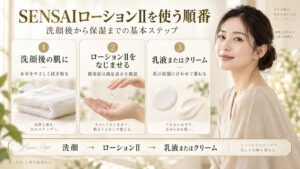 SENSAIローションII使う順番｜シルク美肌の浸透動線の記事内容をまとめたアイキャッチ