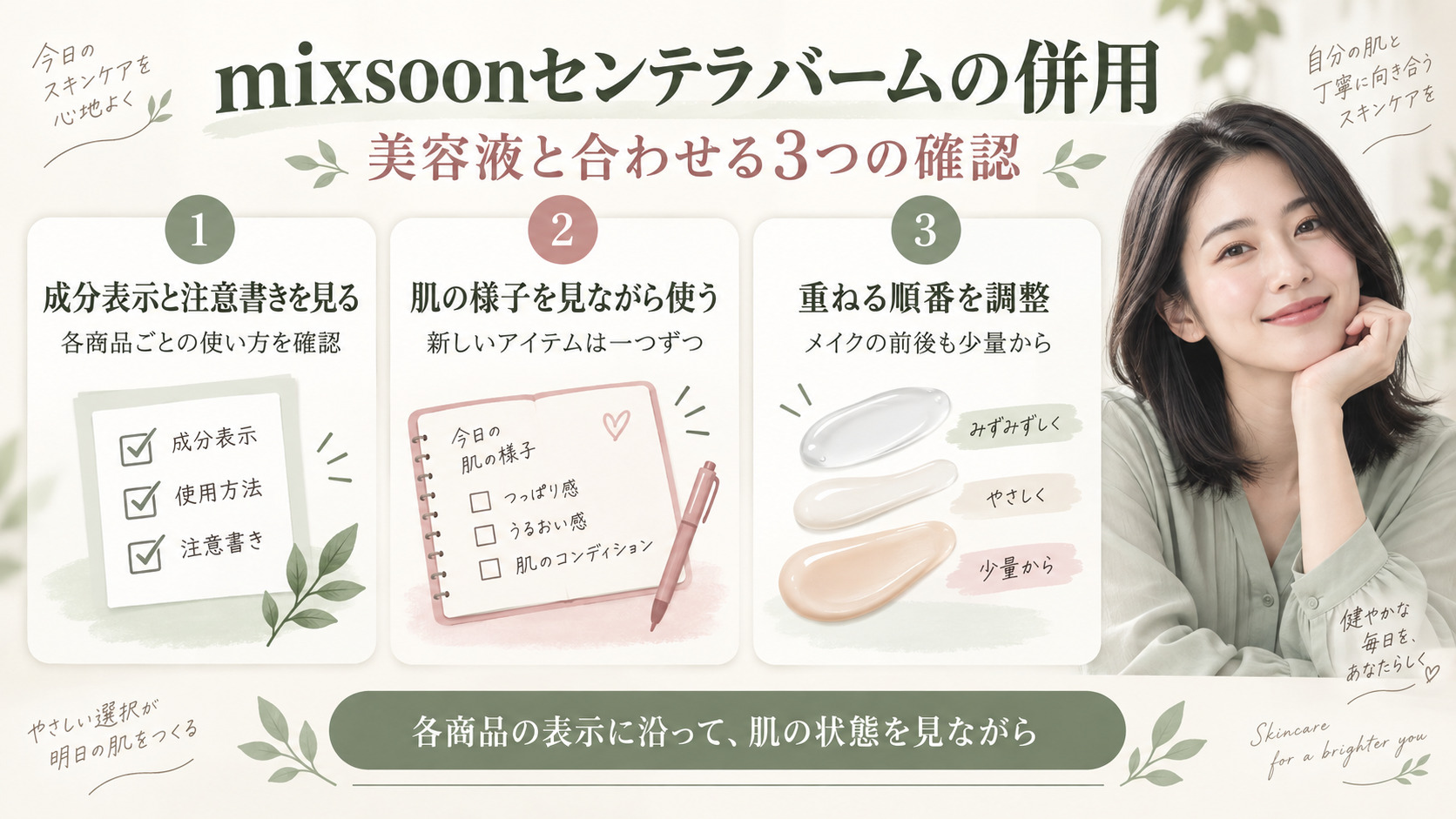 mixsoonセンテラバームの併用術の記事内容をまとめたアイキャッチ