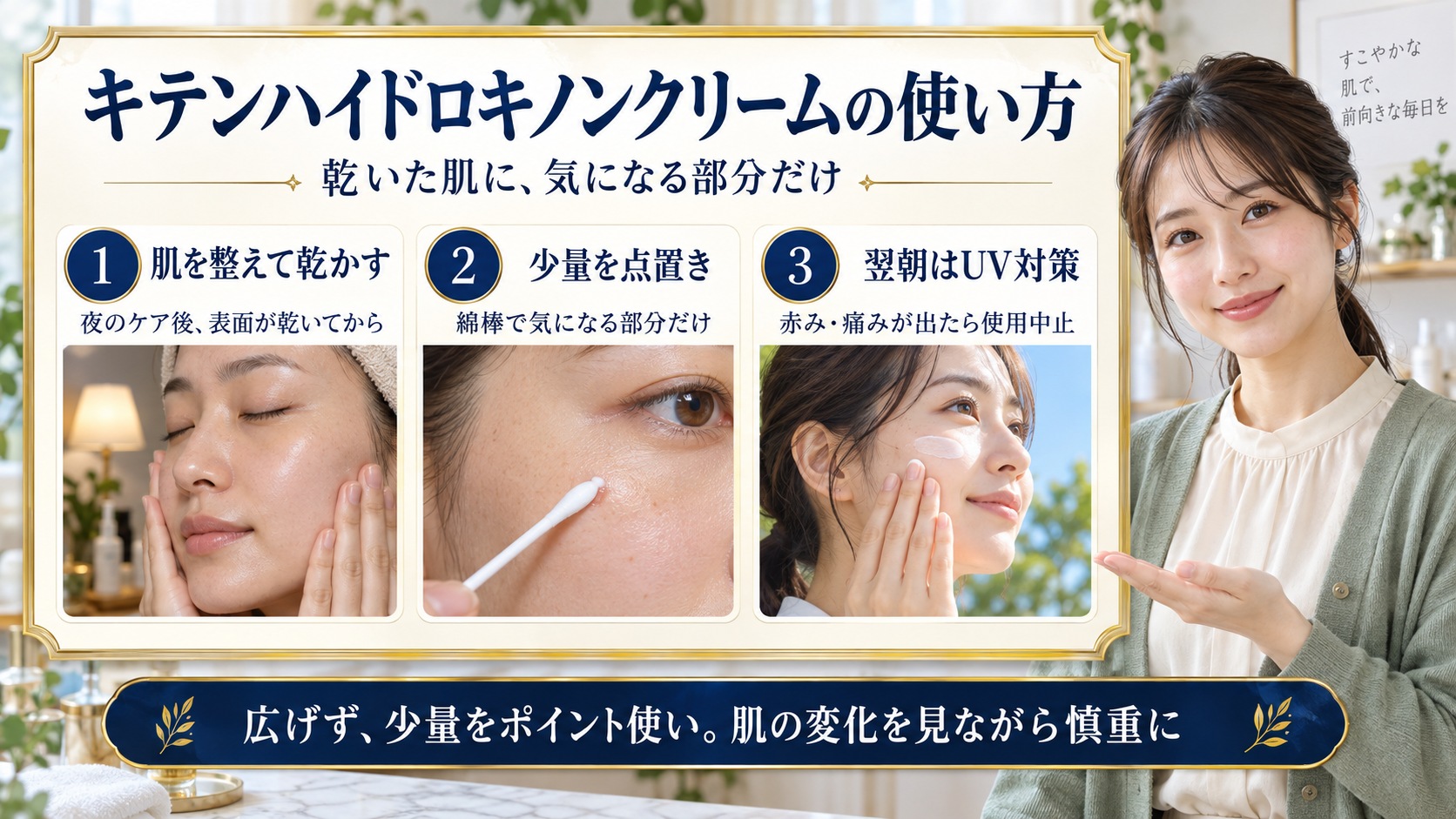 キテンハイドロキノンクリームの使い方！安全な塗り方と注意点