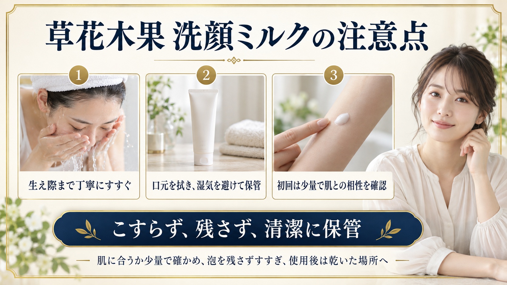 草花木果洗顔ミルク注意点!肌荒れ防止と正しい保管・すすぎ方