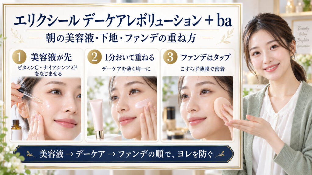 エリクシールデーケアレボリューション+ba併用！相性と重ねるコツ