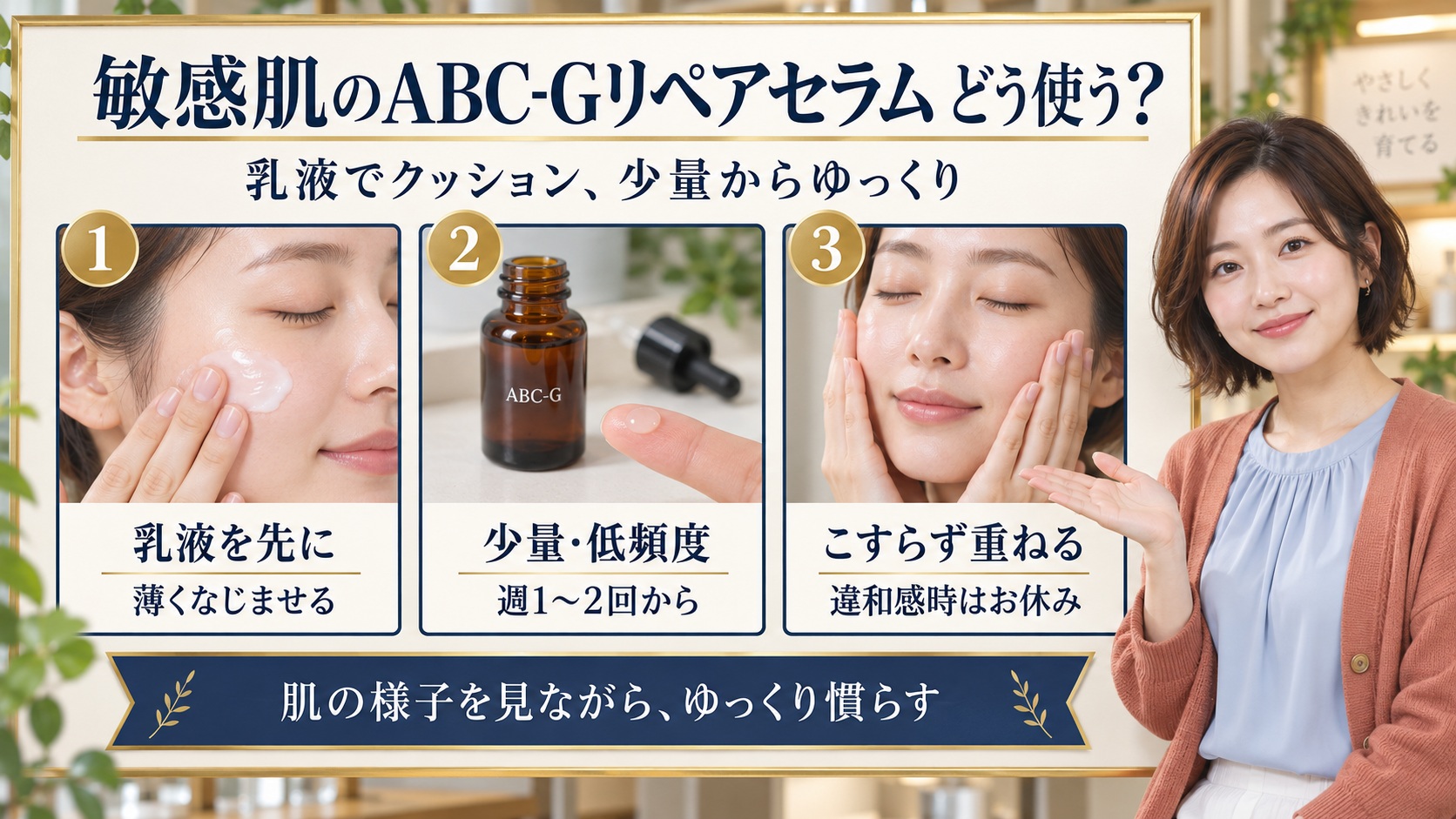 ドクターケイABC-Gリペアセラム敏感肌！刺激防ぐ優しい使い方