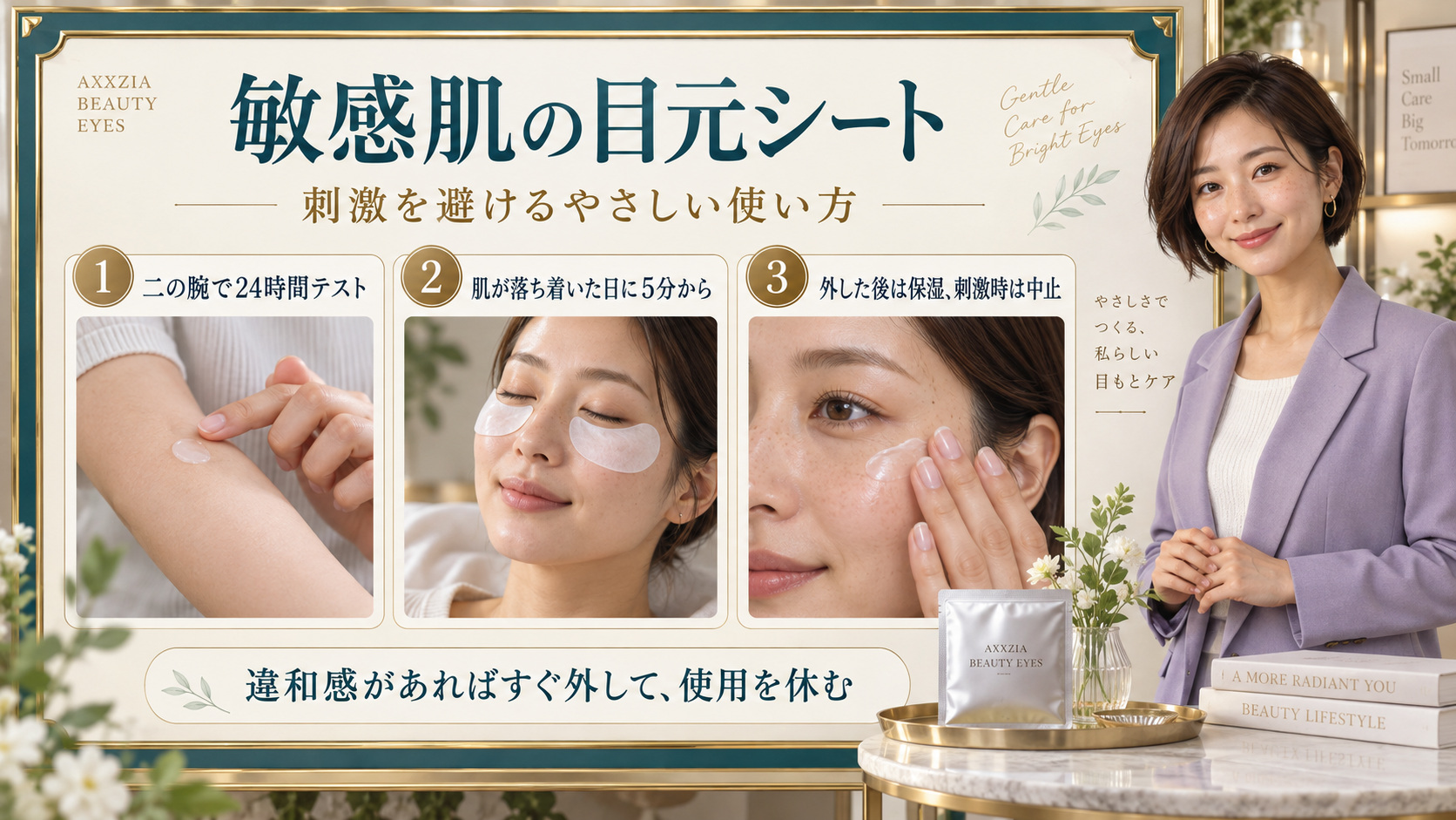アクシージア目元シートは敏感肌でも使える?刺激を避ける優しい使い方