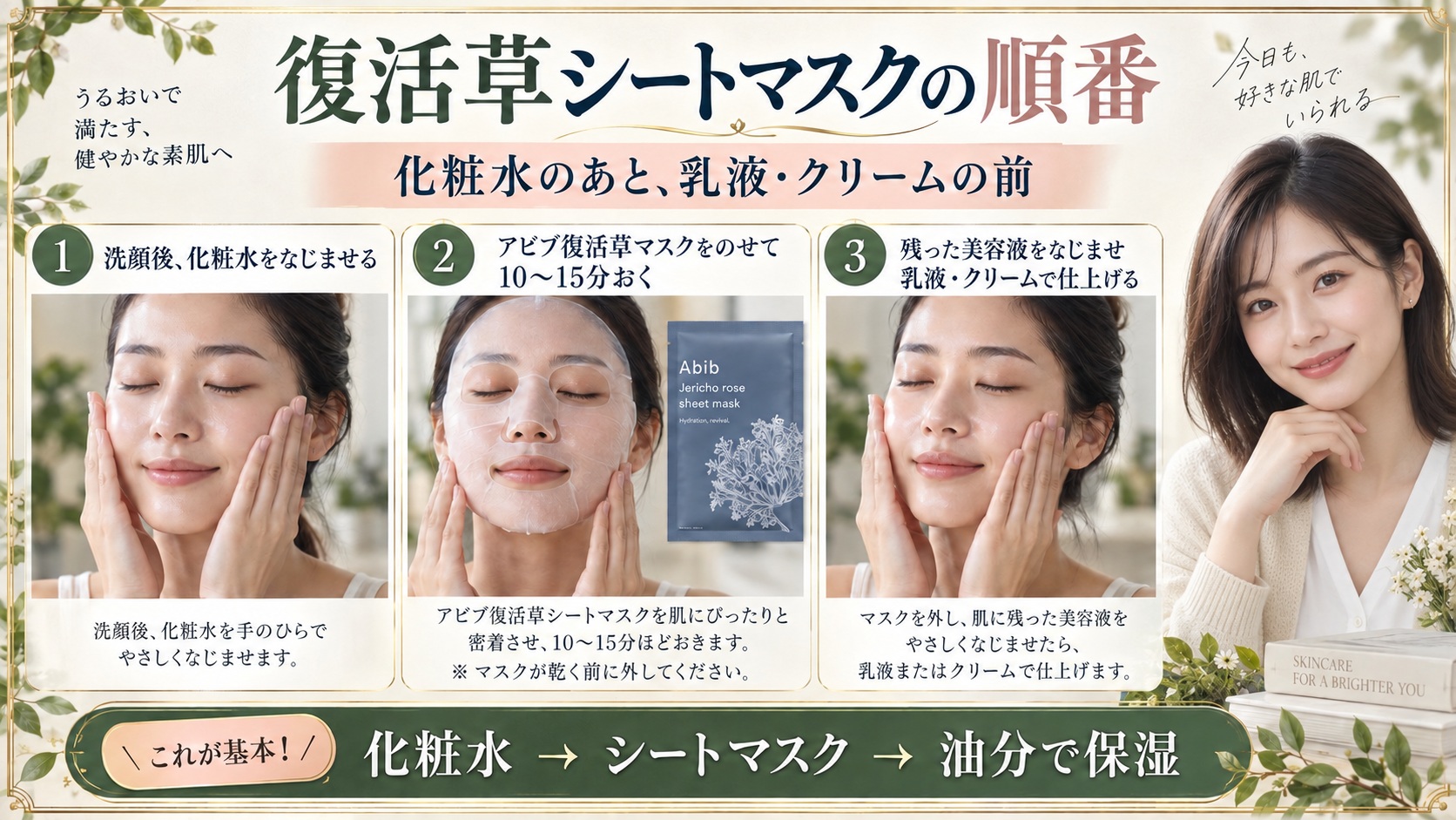 アビブ復活草マスクの順番！化粧水後とクリーム前の高保湿重ね順