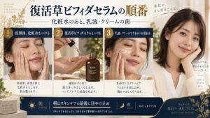アビブ復活草ビフィダセラムの塗る順番！朝晩の正解スキンケアルート