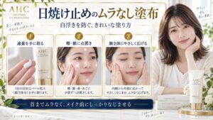 AHCマスターズ日焼け止めの使い方！白浮きしないムラなし塗布手順