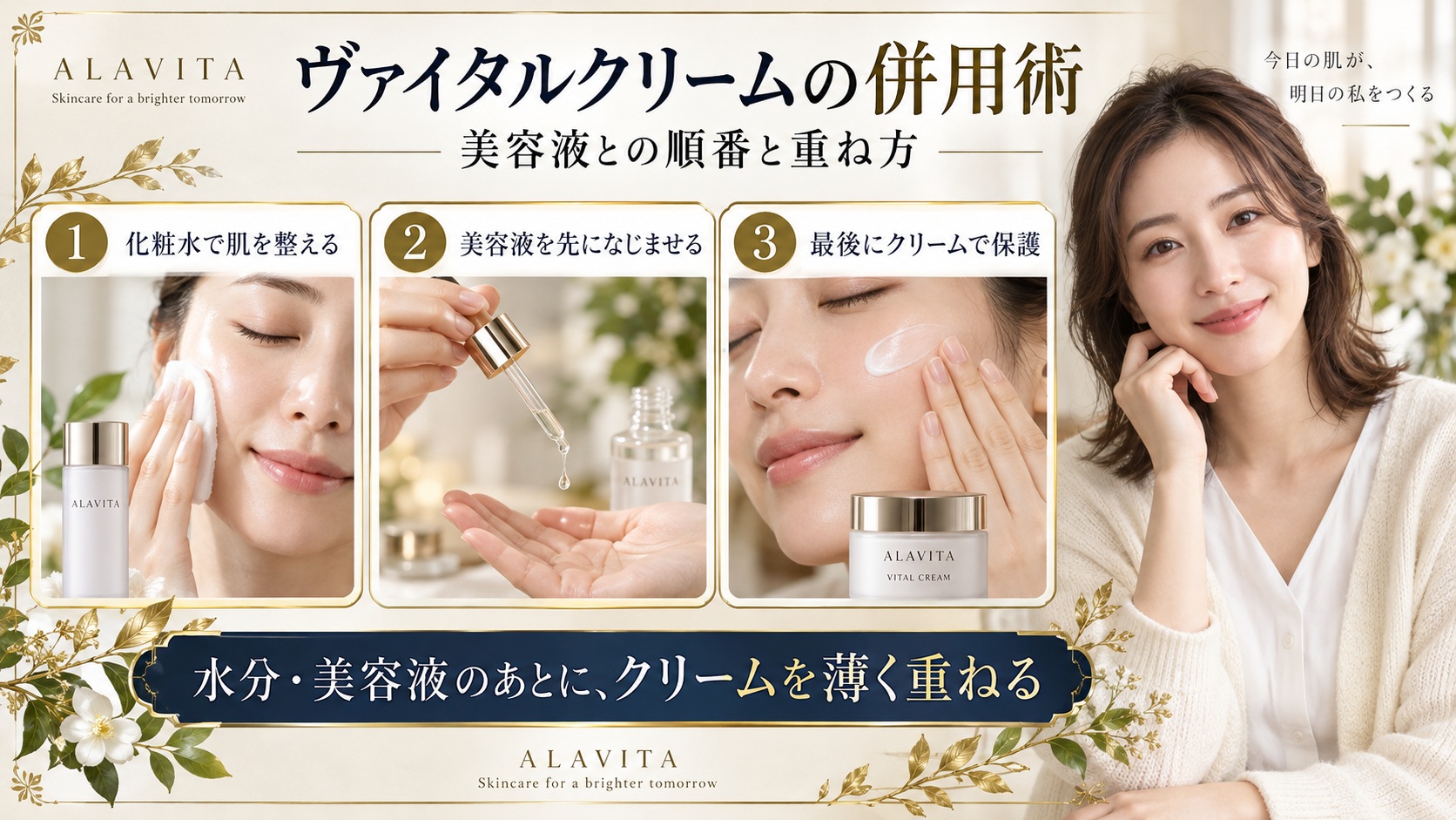 ALAVITAヴァイタルクリームの併用術!レチノールや美容液の相性