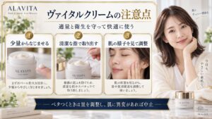 ALAVITAヴァイタルクリームの注意点！ベタつきや肌荒れを防ぐコツ