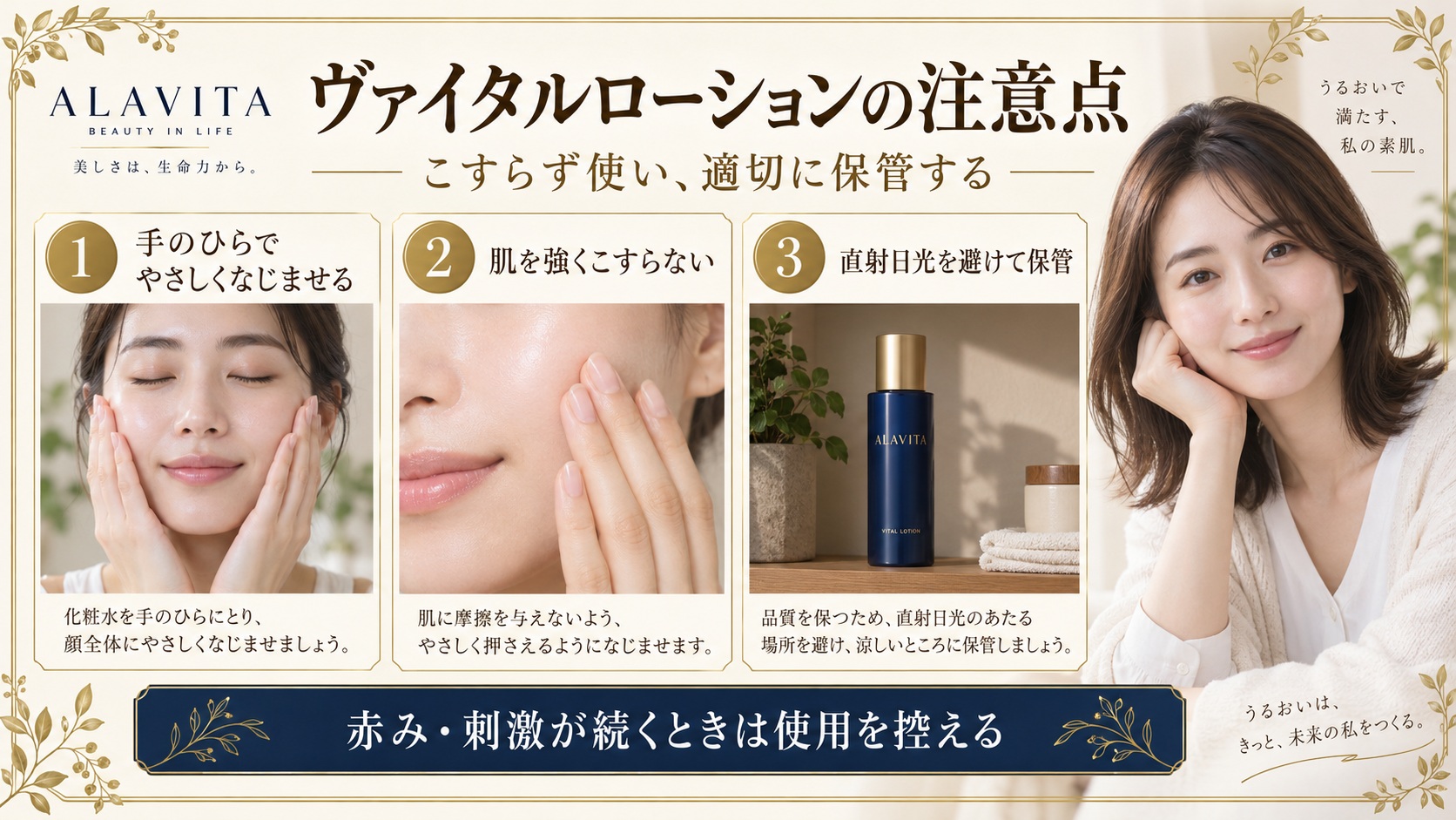 ALAVITAヴァイタルローションの注意点！擦りすぎや保管の盲点