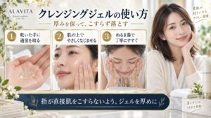ALAVITAクレンジングジェルの使い方！摩擦を防ぎ毛穴汚れオフ