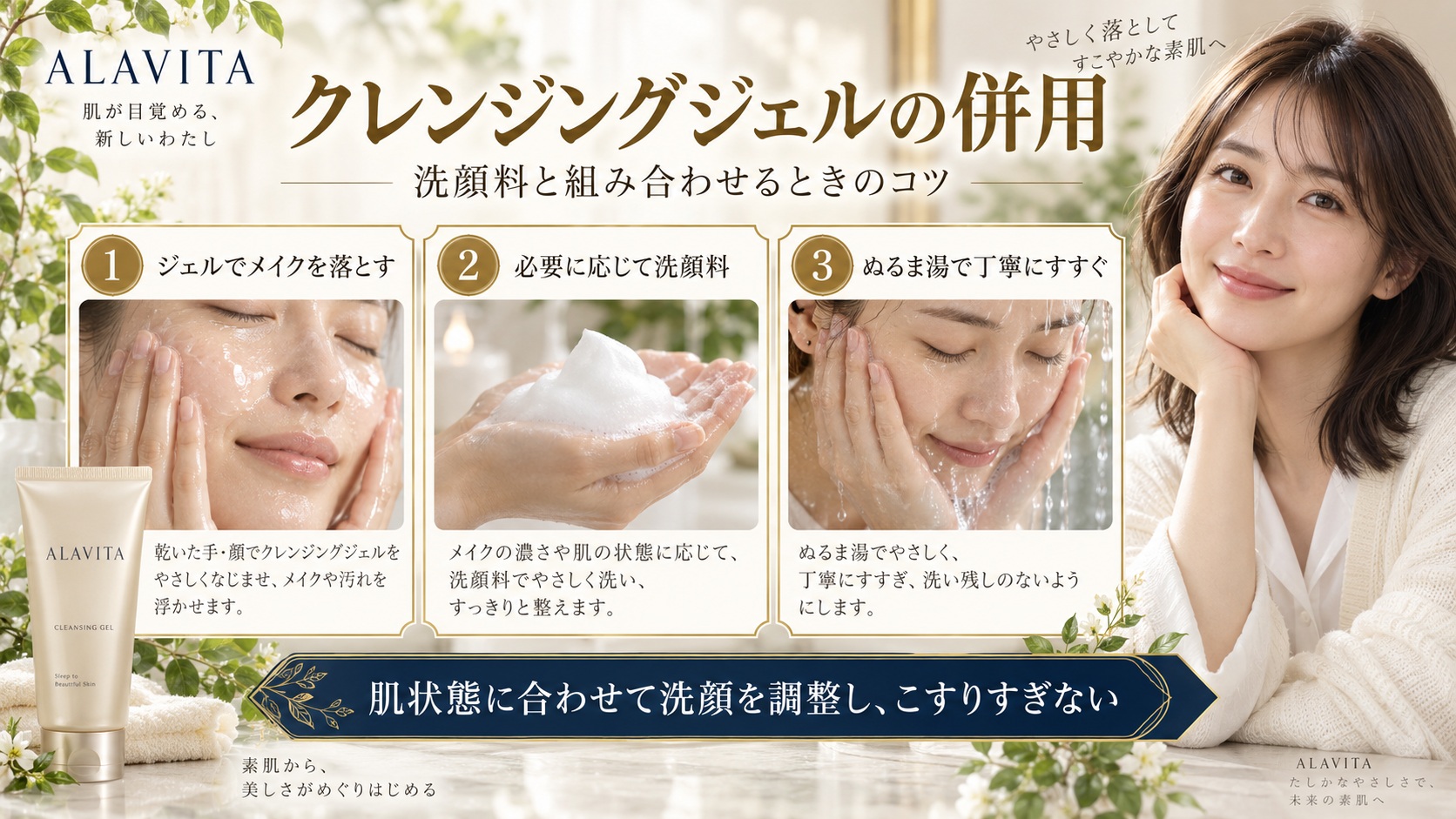 ALAVITAクレンジングジェルの併用！洗顔料や他アイテム相性