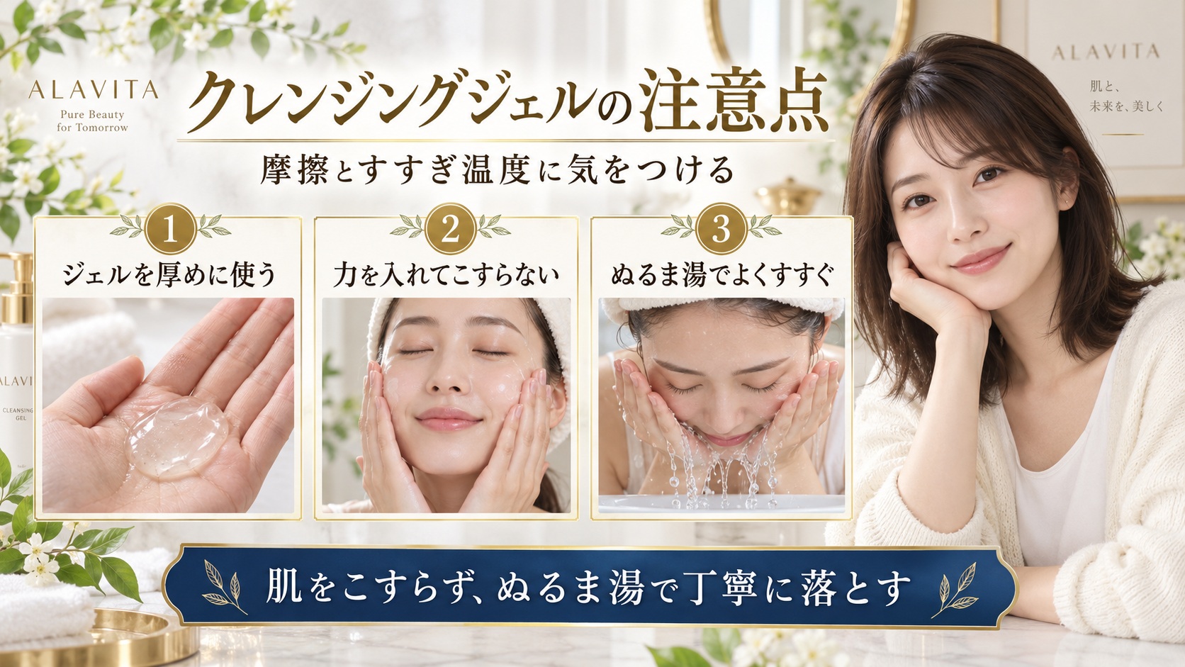 ALAVITAクレンジングジェルの注意点！擦りすぎやすすぎの盲点