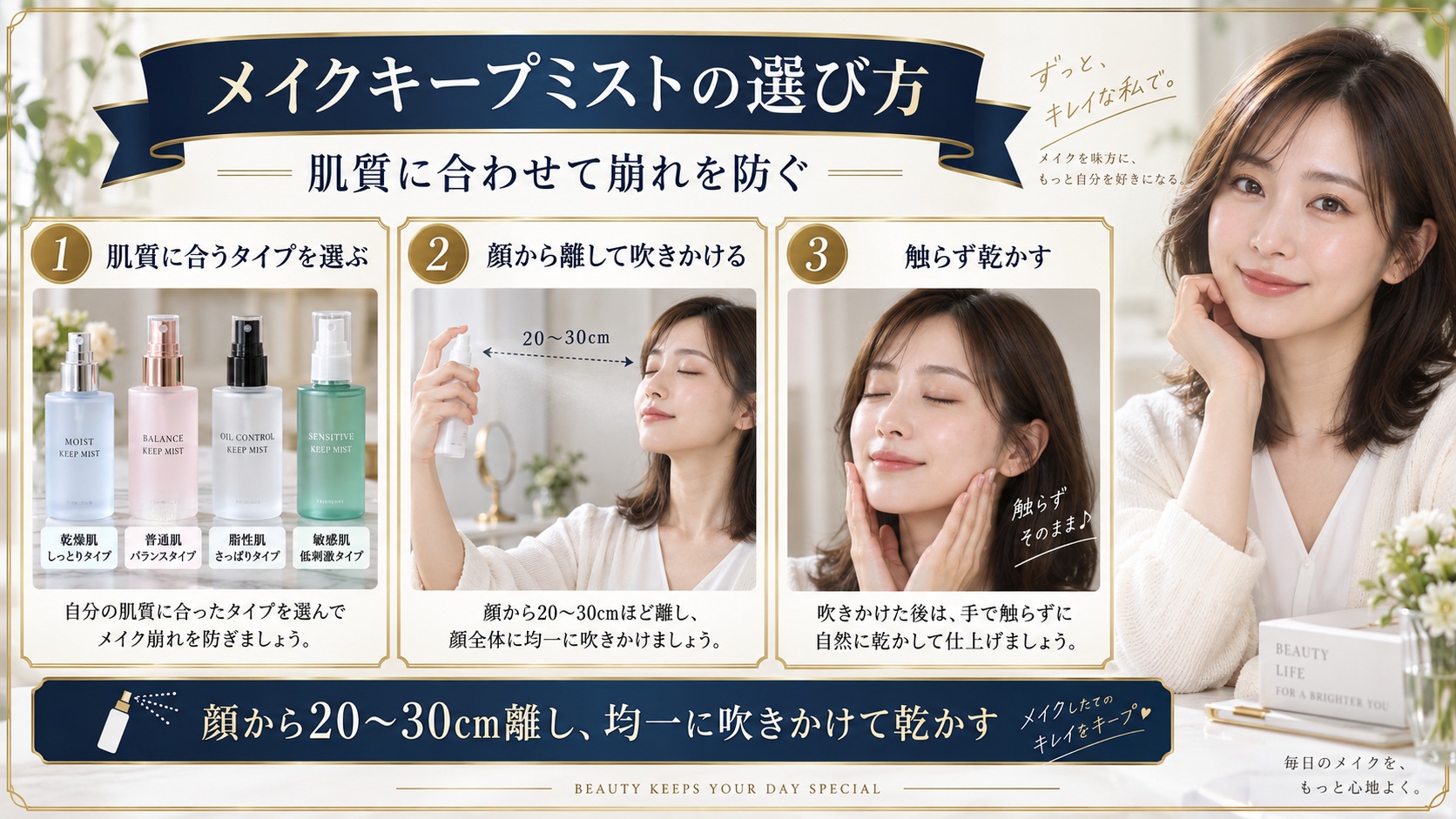 メイクキープミストおすすめの選び方!皮脂崩れを防ぐ使い方