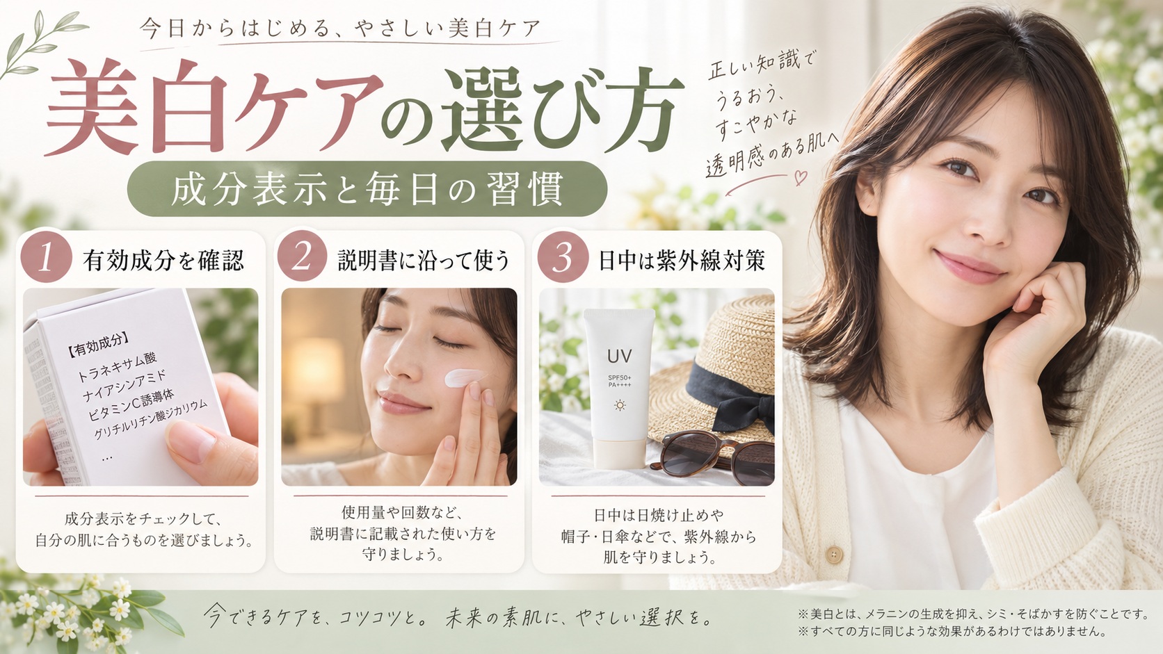 シミ取りクリームおすすめの選び方！有効成分と美白ケアの実践手順